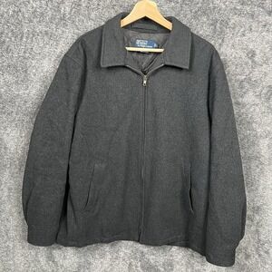 Vintage Polo Ralph Lauren Coat Jacket Mens Large Gray Wool Full Zip Barn Chore